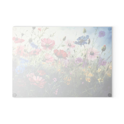 Blooming Beauty: Wildflower Glass Cutting Board for a Natural Kitchen Ambiance