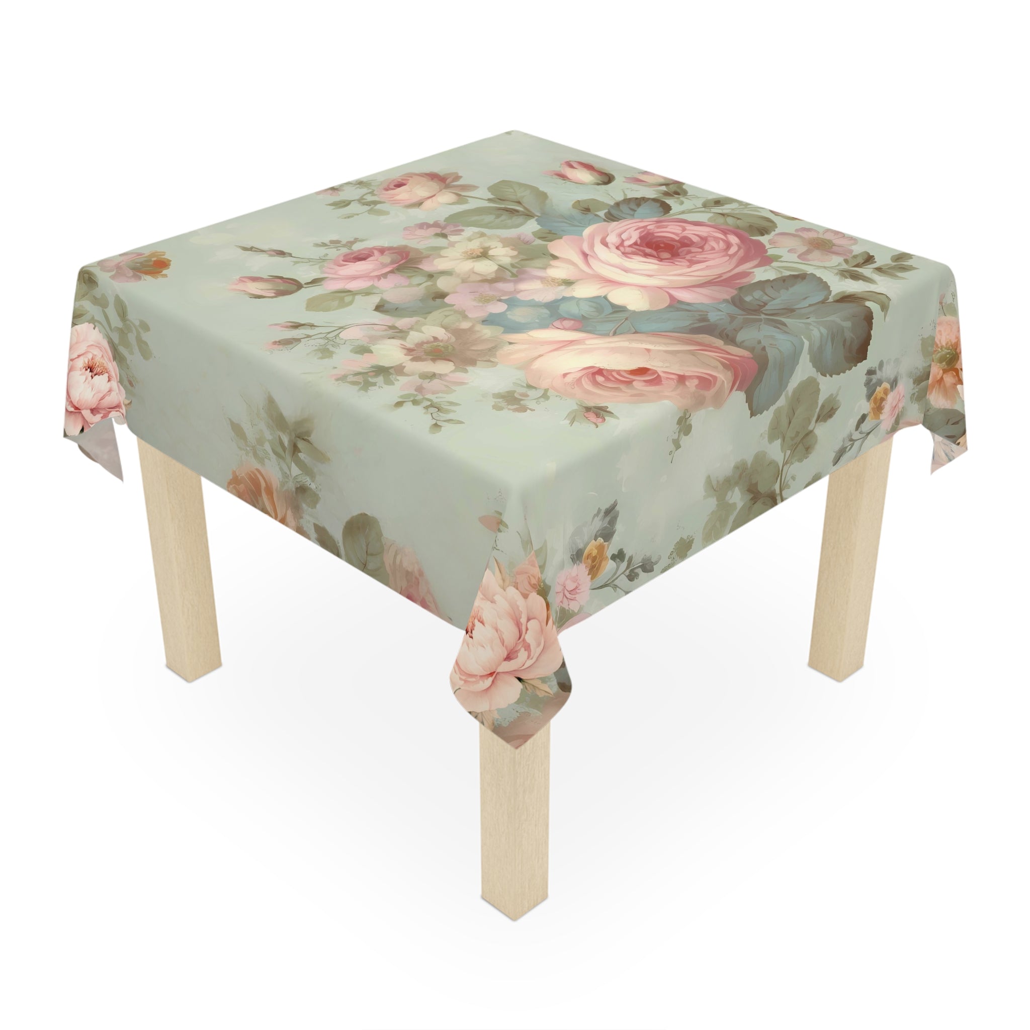 Bold pink roses vintage inspired shabby chic dining room tablecloth