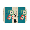 Atomic cat teal and shapes Bath Mat, retro bathroom, MCM bath mat, non slip, 50s 60s kitschy inspired, black cat lover gift