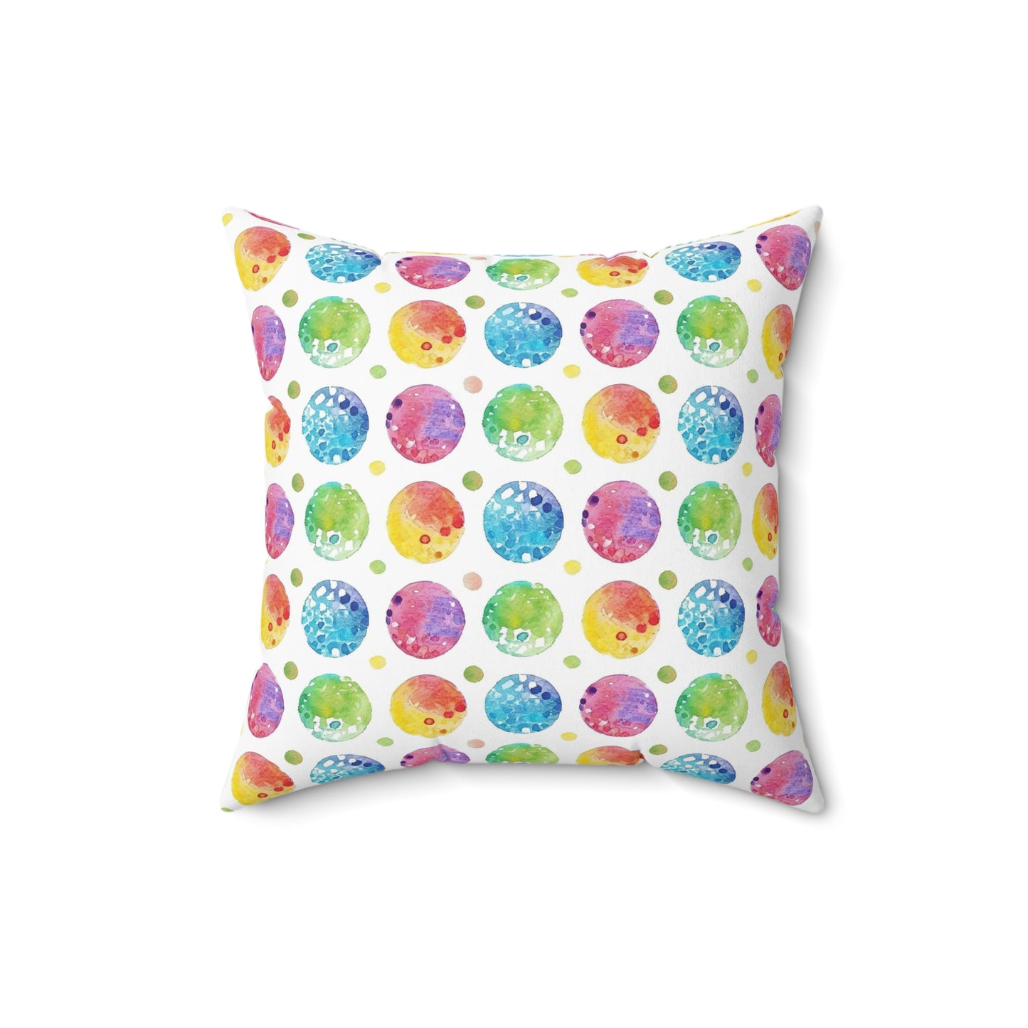 Colorful dots watercolor shabby chic style Square Pillow, couch, chair, living room bedroom scatter throw cushion