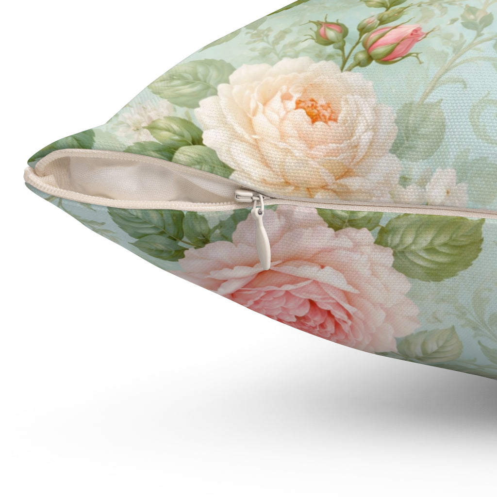 Vintage Pink Roses Toss Pillow | Floral Square Pillow, Shabby Chic