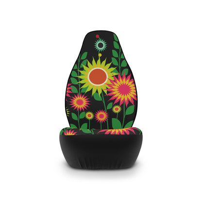 Blooming Retro Delight: Vibrant and Colorful Floral Car Seat Covers