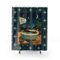 MCM Dachshund Stay Relaxed Retro Bath Scene Shower Curtain | Mid Century Night Soak