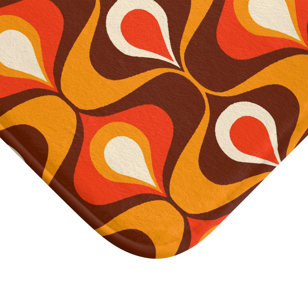 Retro Orange and brown 60s 70s inspired Bath Mat, retro bathroom decor