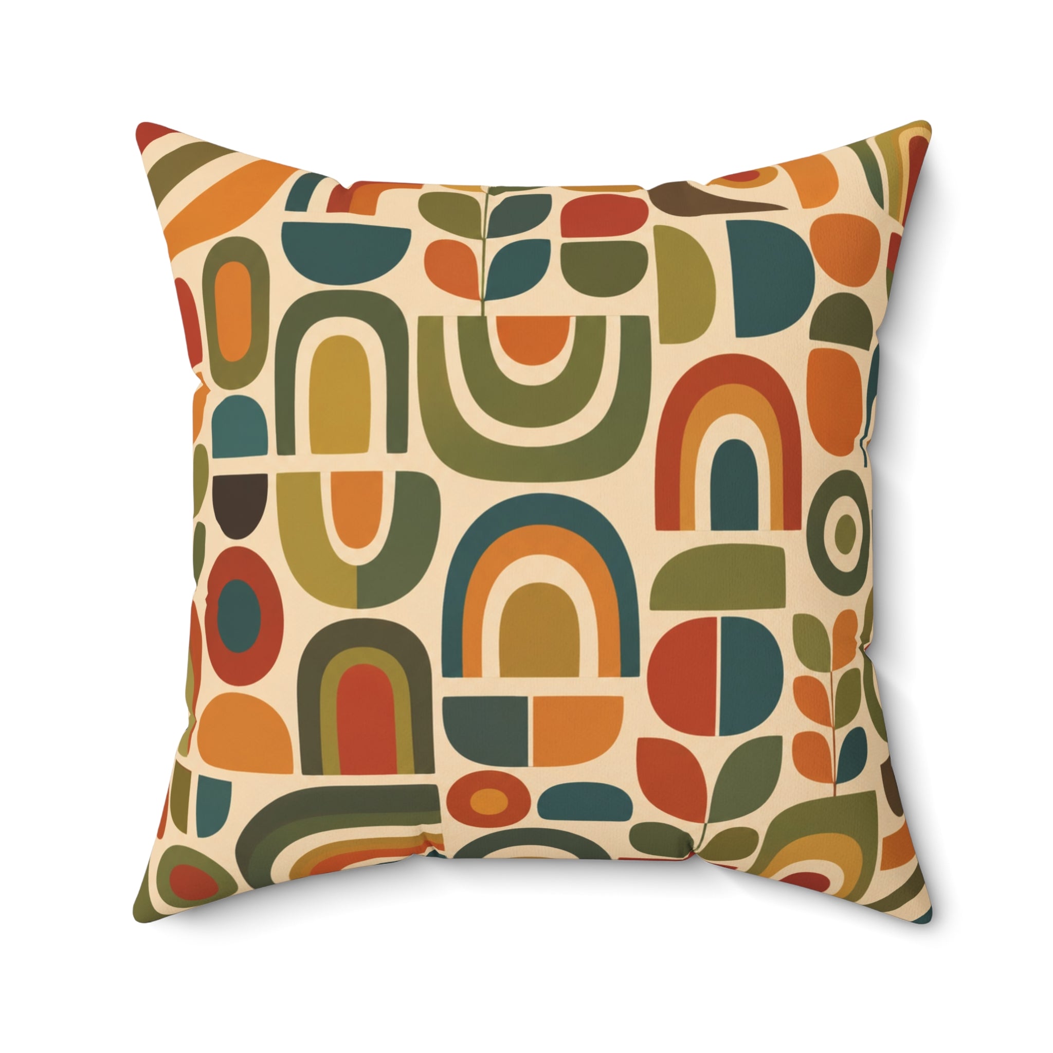 Retro Geometric Abstract Pattern Pillow | Mid Century Modern Throw Pillow