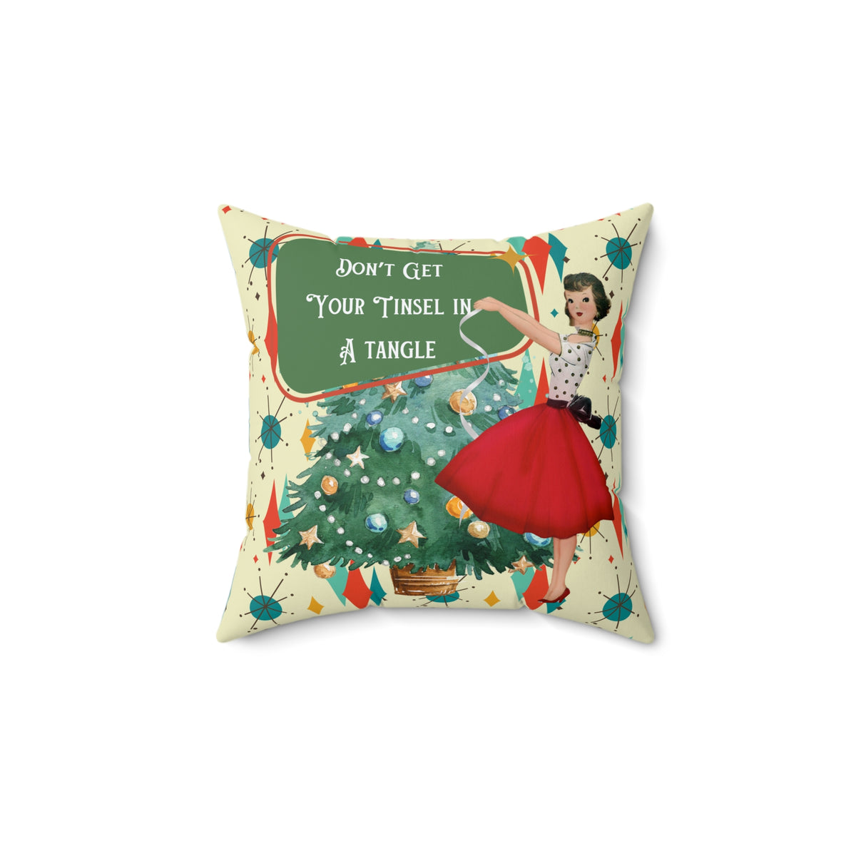 Don't Get Your Tinsel in a Tangle Pillow | Christmas Holiday Decor