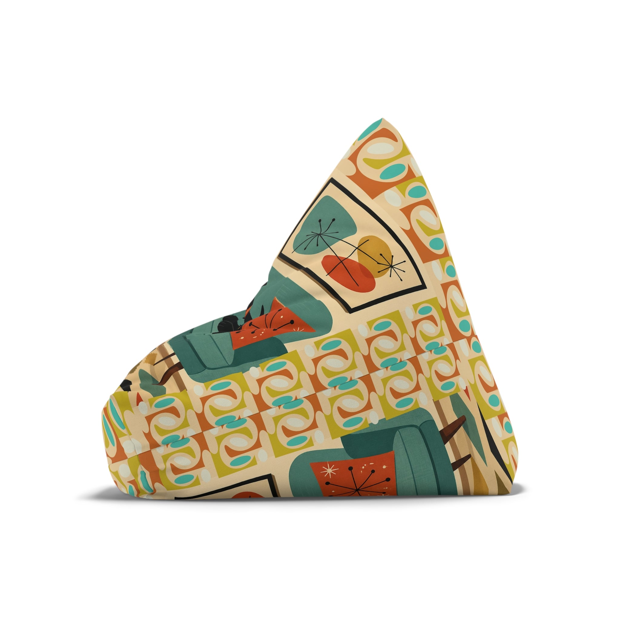 Retro Mid-Century Scotty Dog Pattern Bean Bag Chair Cover | Geometric Pet Print