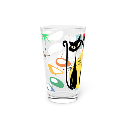 Atomic cat retro MCM Pint Glass, 16oz- price per glass