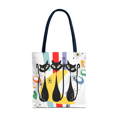 Atomic age cat retro Tote Bag, Mid Century Modern, cute carry bag, book, shopping, beach, overnight or day trip tote bag