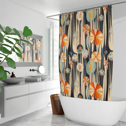 Mid Century modern bathtub stall Quick-drying Shower Curtain, bathroom decor, vintage inspired