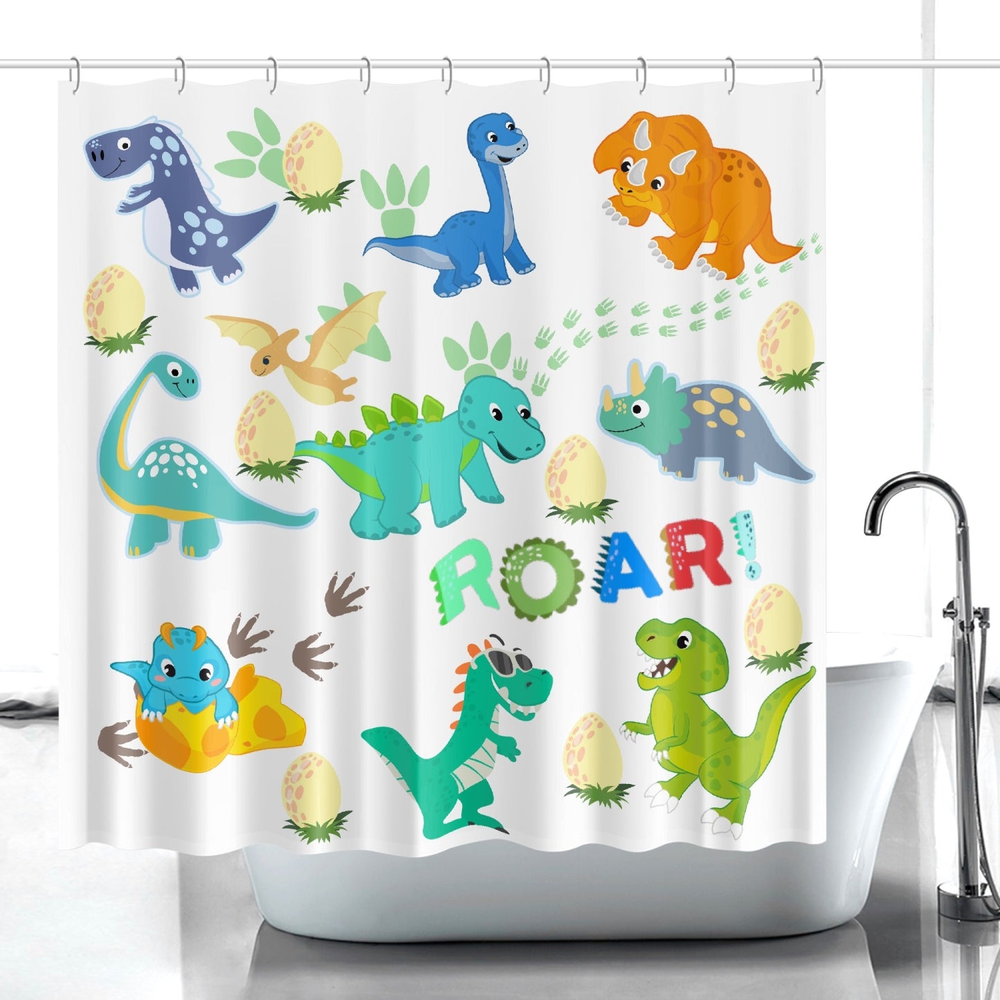 Cute Kids dinosaur Quick-drying Shower Curtain