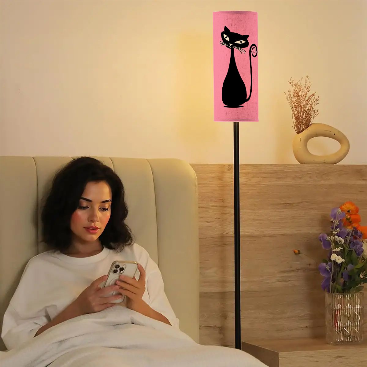 Floor Lamp Modern Standing Lamp (Made in USA) Untitled design Pink Atomic cat lighting