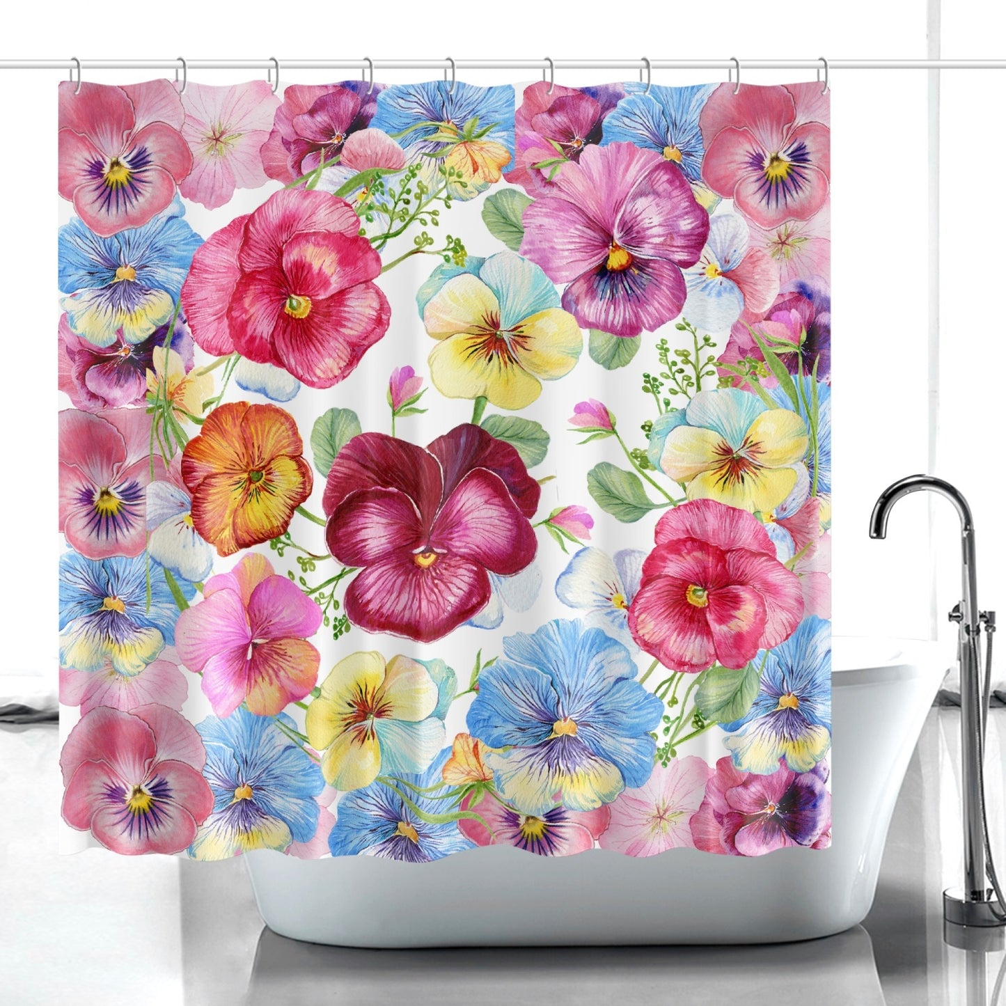 Colorful pansy flower. Quick-drying Shower Curtain