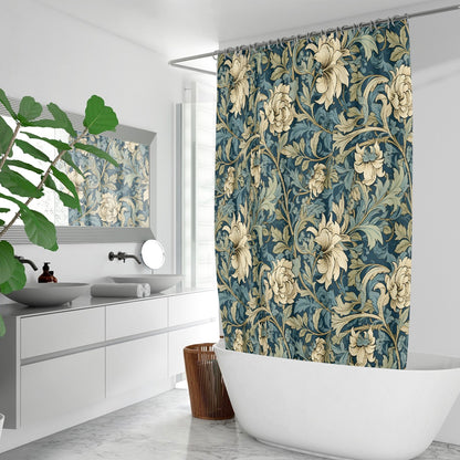 Floral Vintage inspired by William Morris pattern Quick-drying Shower Curtain, bathtub stall curtain