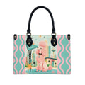 PU leather Tote Bag MCM Pink Poodle handbag, Mid Century Purse
