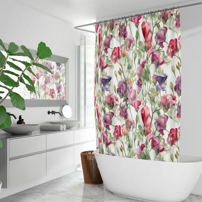 Sweat pea floral  Quick-drying Shower Curtain, bathtub stall flower shower curtain