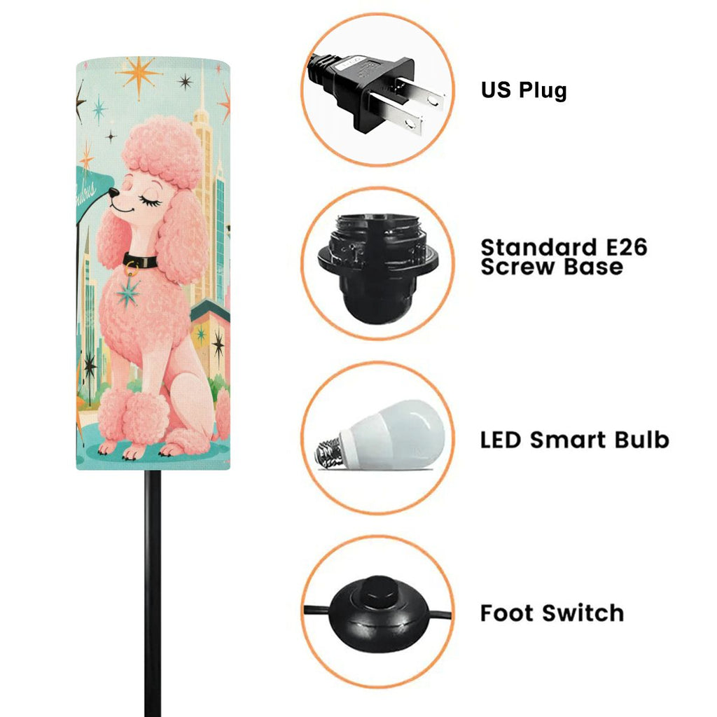 Floor Lamp Modern Standing Lamp (Made in USA) Pink poodle MCM lighting