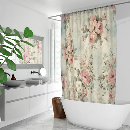 Pink roses shabby chic style, vintage inspired Quick-drying Shower Curtain