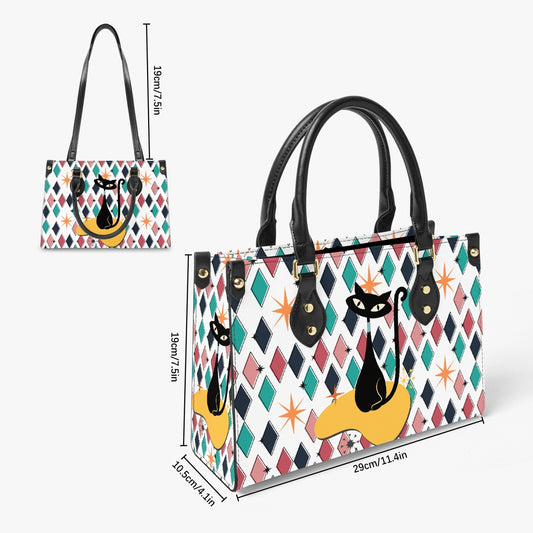 Colorful retro diamond Atomic cat handbag tote, MCM shoulder bag